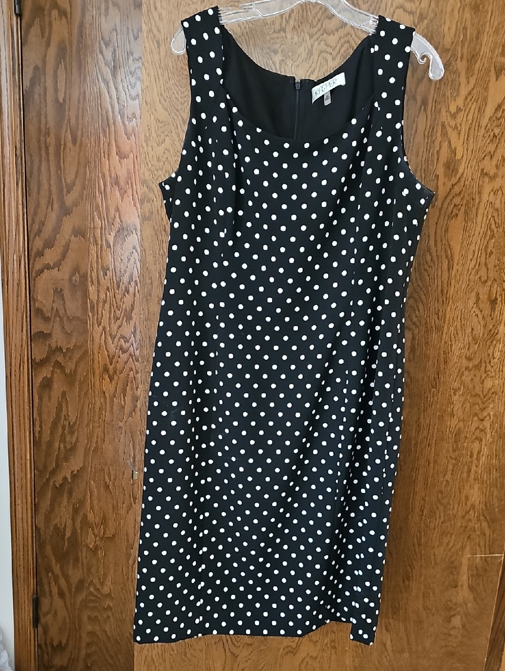Kasper Black and White Polka Dot Midi Sheath Dress